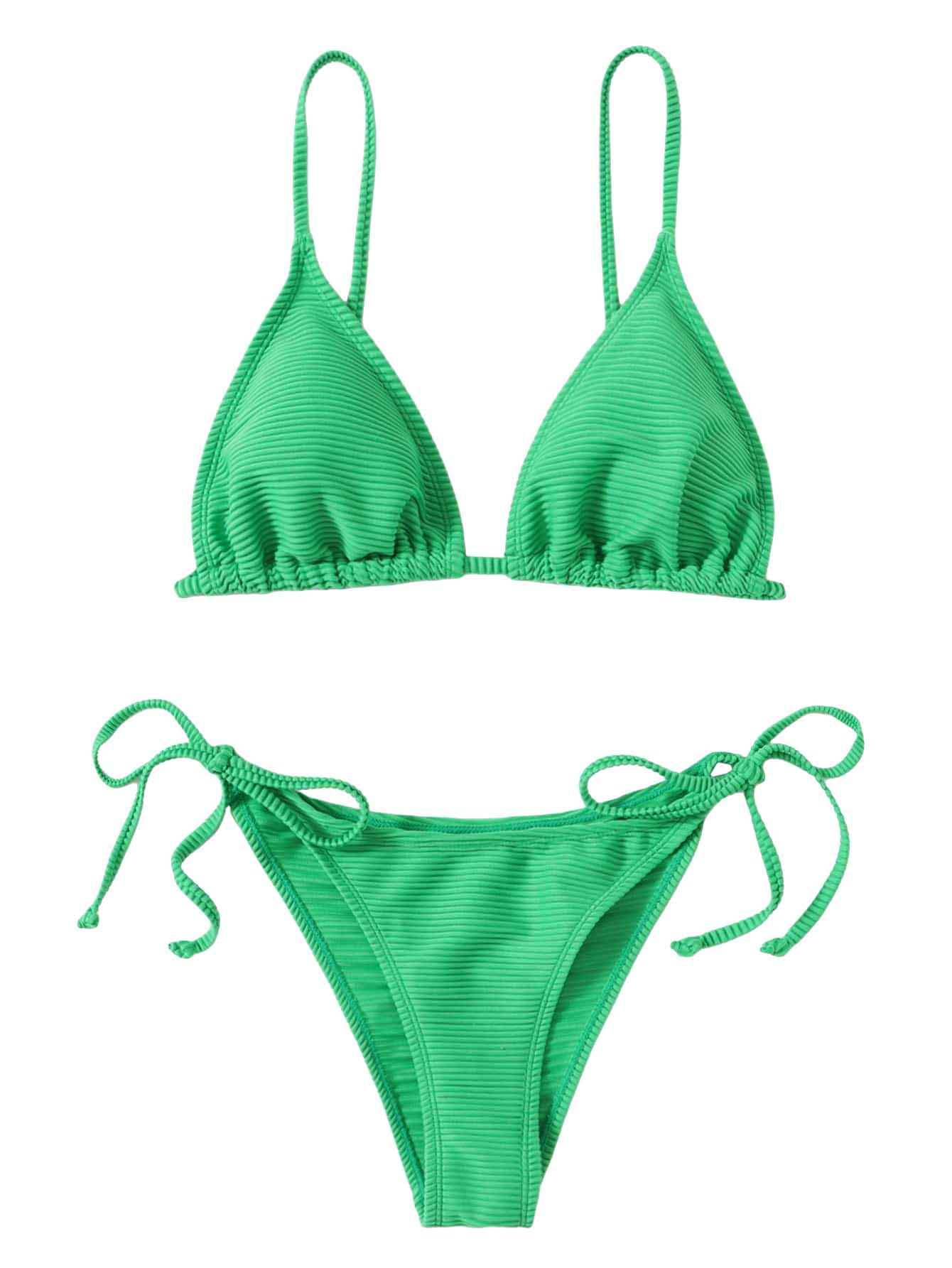 GORGLITTERWomen's 2 Piece Outfit Triangle Tie Side Backless Thong Beach Bikini Set