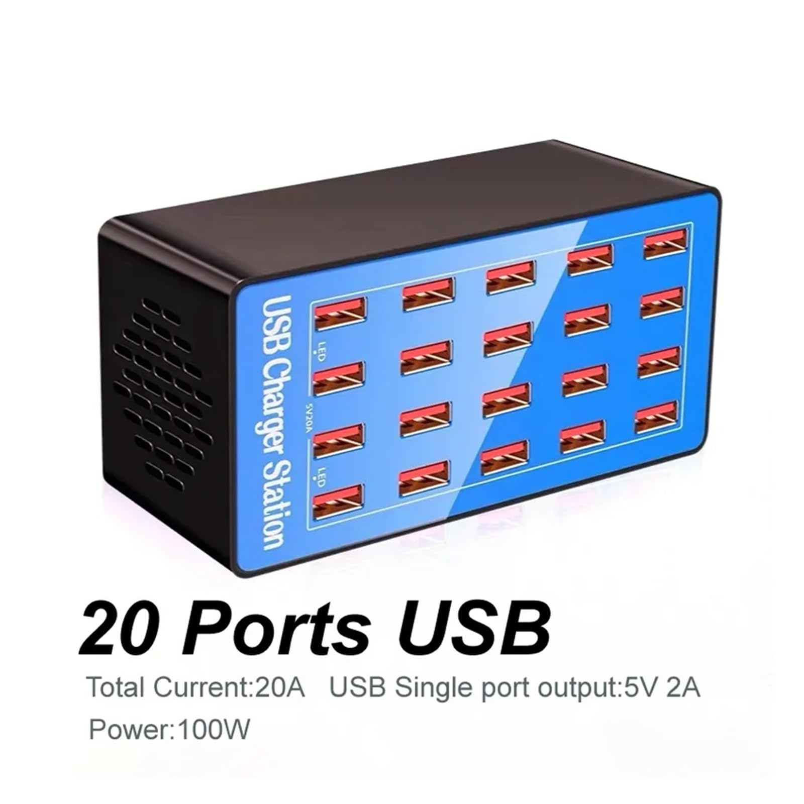 Caricatore USB multiplo da 100 W con 20 porte Caricatore rapido Caricabatterie for telefono Caricabatterie da tavolo for stazione di ricarica HUB multi USB