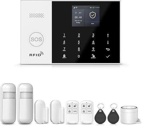 LWOHSI Sistema de alarma inalámbrico, sistemas de seguridad para el hogar 4GWiFi, alerta de aplicación Smart Life, sensores de puertaventana y