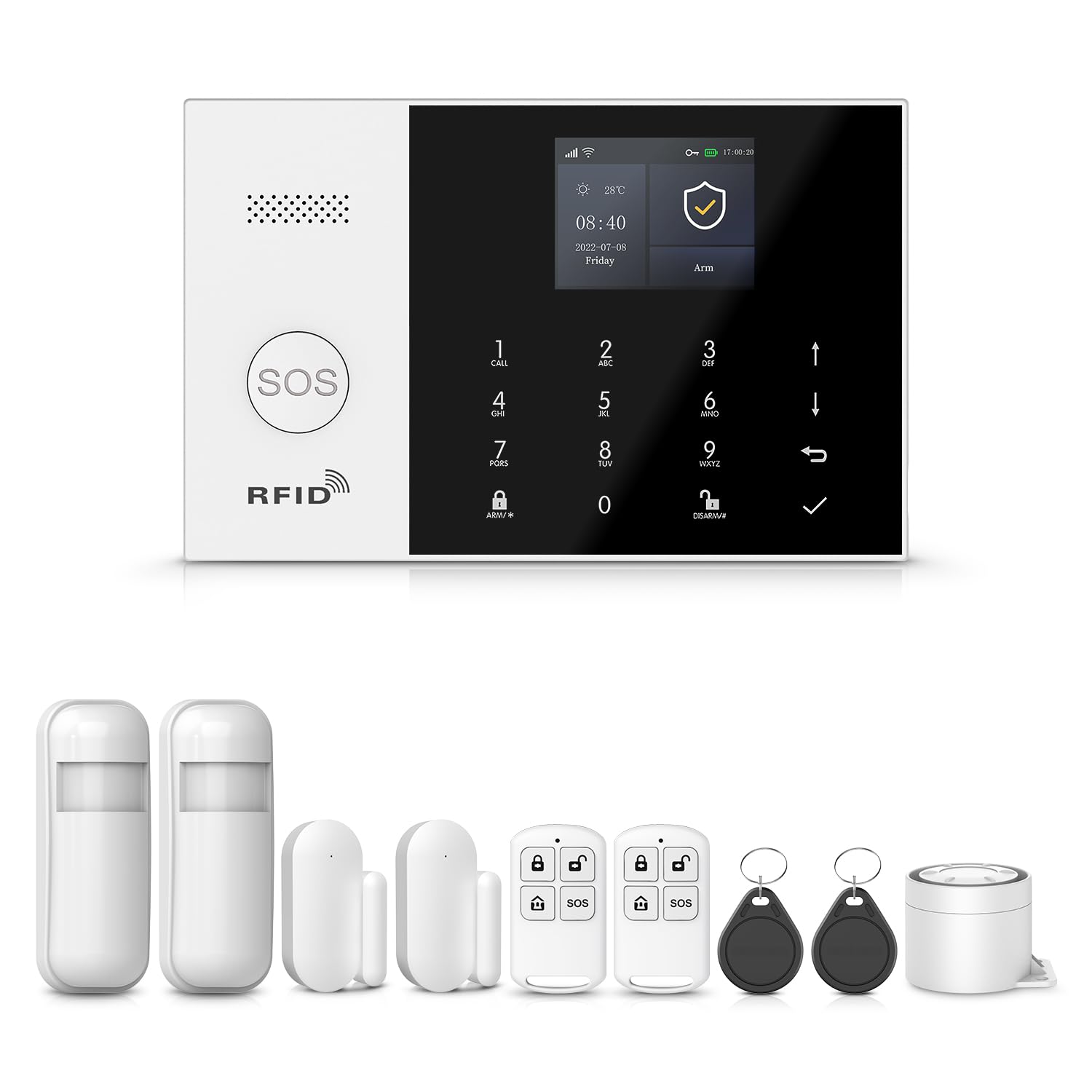 LWOHSI Smart Home Alarm,GSM 4G/WiFi Home Security Systems with DIY Door Window Sensors and Motion Sensors,Loud Siren,Remote,Work with Google for House,Villa,Apartment,No Contract Fee