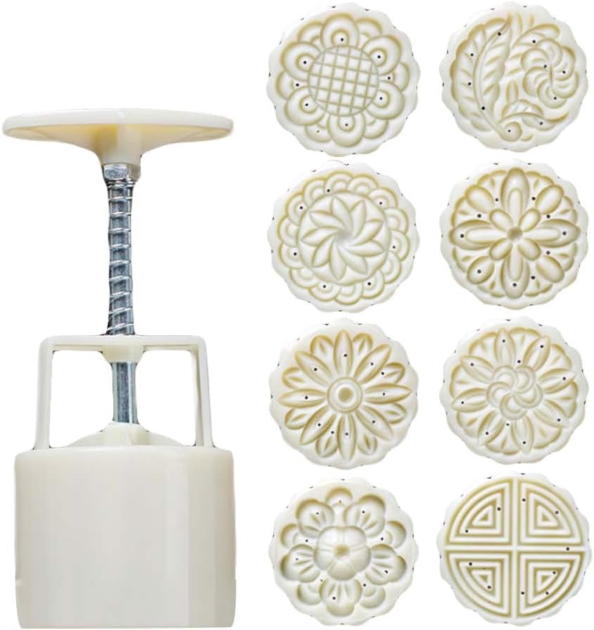 8 Stamps Plastic Baking Molds Mid-Autumn Festival Moon Cake Mold Chinese Traditional Small Cake Mold, 75G
