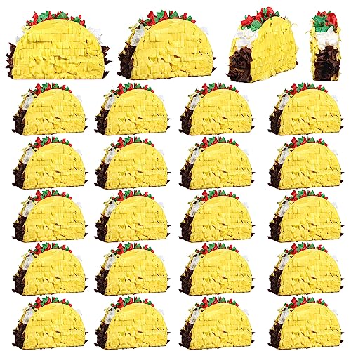 Harrycle 24 Pcs Mini Taco PiÃ±atas for Cinco De Mayo Mexican Little Fiesta Taco PiÃ±ata Bulk for Mexican Carnivals Tuesday Event Party Favors, 5.9 x 3.9 x 1.6 Inches
