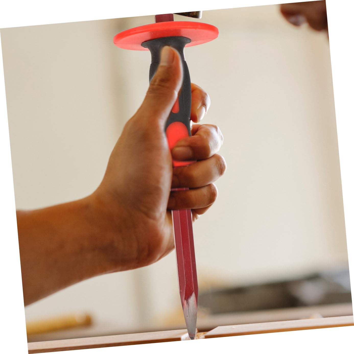 ERINGOGO Set di Scalpelli da Roccia 25 Cm Punta Piatta e Appuntita in Acciaio Cromo-vanadio Rosso, Design Ergonomico e Alta Durata per Muratura e Lavorazione Metalli