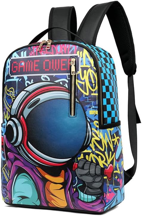 Fashion for men's cartoon Graffiti adolescent computer Backpacks,women's travel Backpack leather Laptop Bags. (COLOR4) (COLOR5)