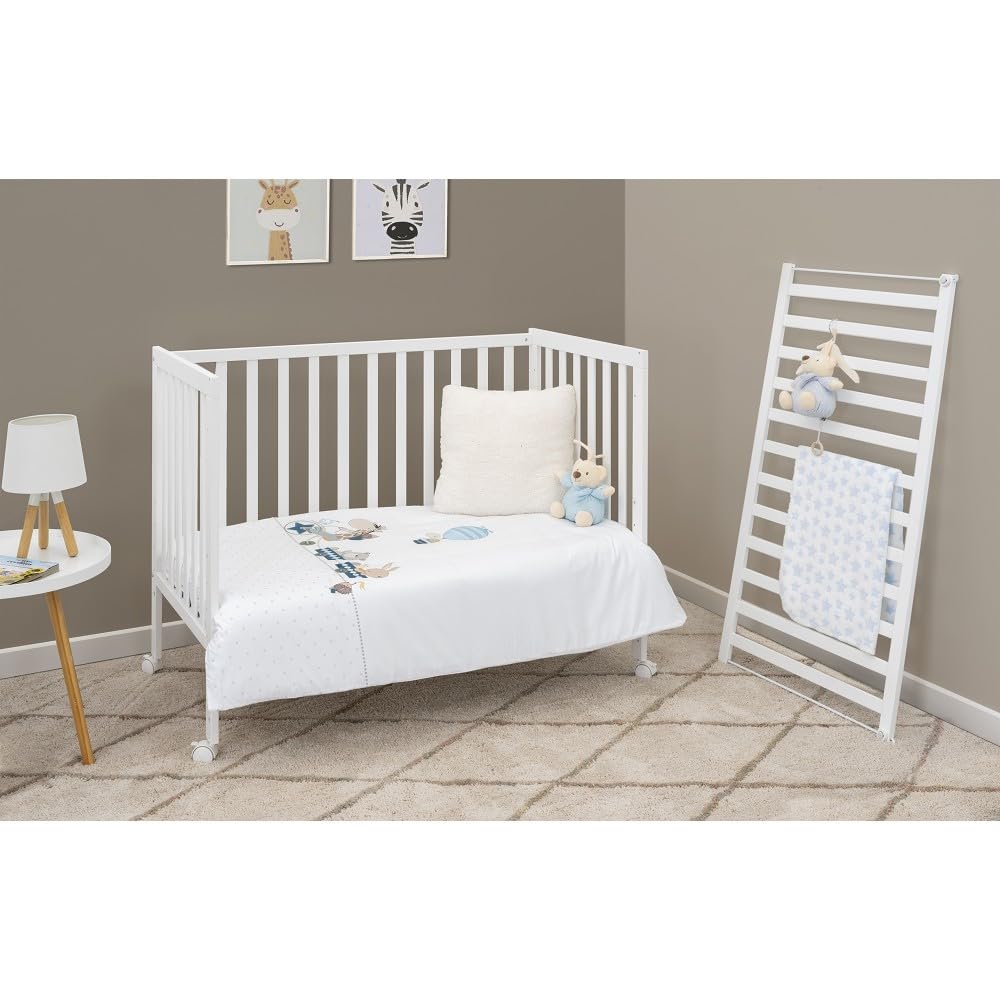Interbaby Cuna Bebé Colecho Convertible 120x60 Evolutiva Madera (Blanco) | Cuna colecho evolutiva madera, altura regulable, ruedas con freno, convertible en escritorio y sofá