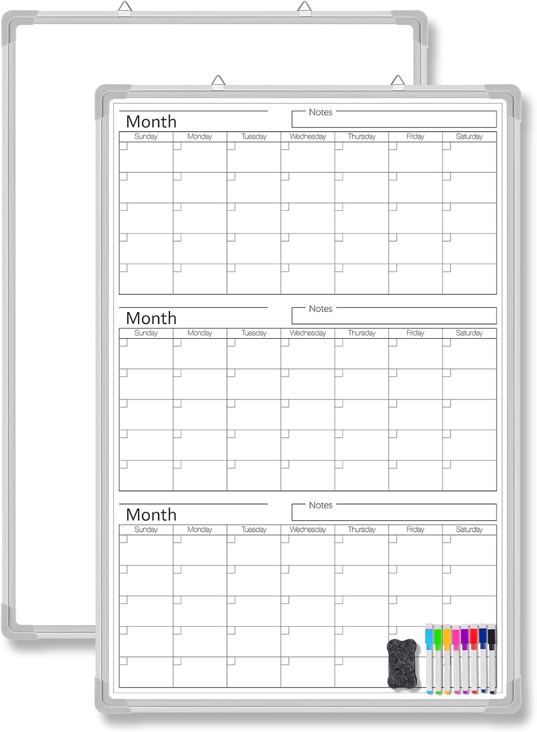Lincia 36" x 24" Magnetic Vertical 3 Month Dry Erase Calendar for Wall Undated Horizontal Dry Erase Wall Calendar Planner Aluminum Frame Whiteboard for Home Office Projects Wall Fridge 36" X 24" Vertical 3 Month