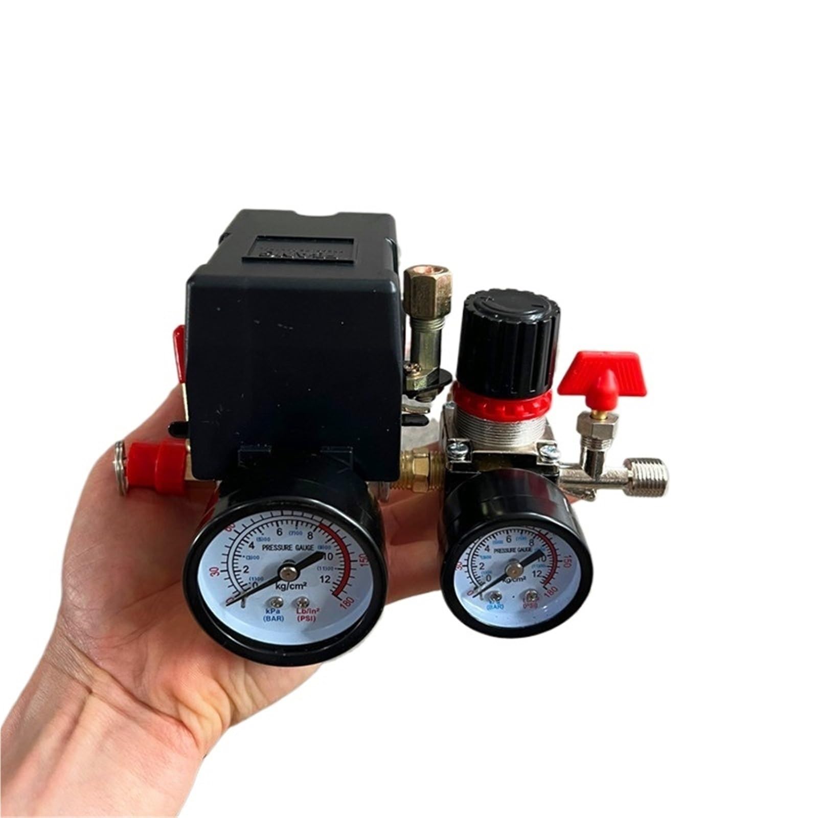 Pressostat de compresseur d'air avec regulateur de valve 90-120 PSI et manometre 4 voies