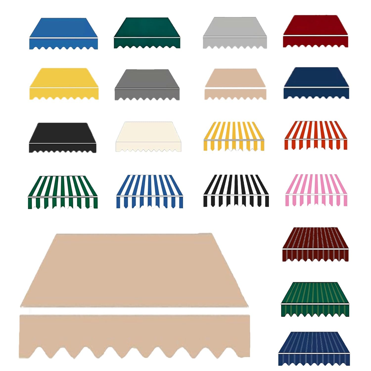 Awning Waterproof Fabric Replacement, 2 3.5 3.8 5 6 m Polyester Canopy Cover for Deck Backyard Garden Balcony, Many Sizes Sun Shade Canvas Cloth with UV Protection(Camel,B3.6mxH3.0m) — image 1