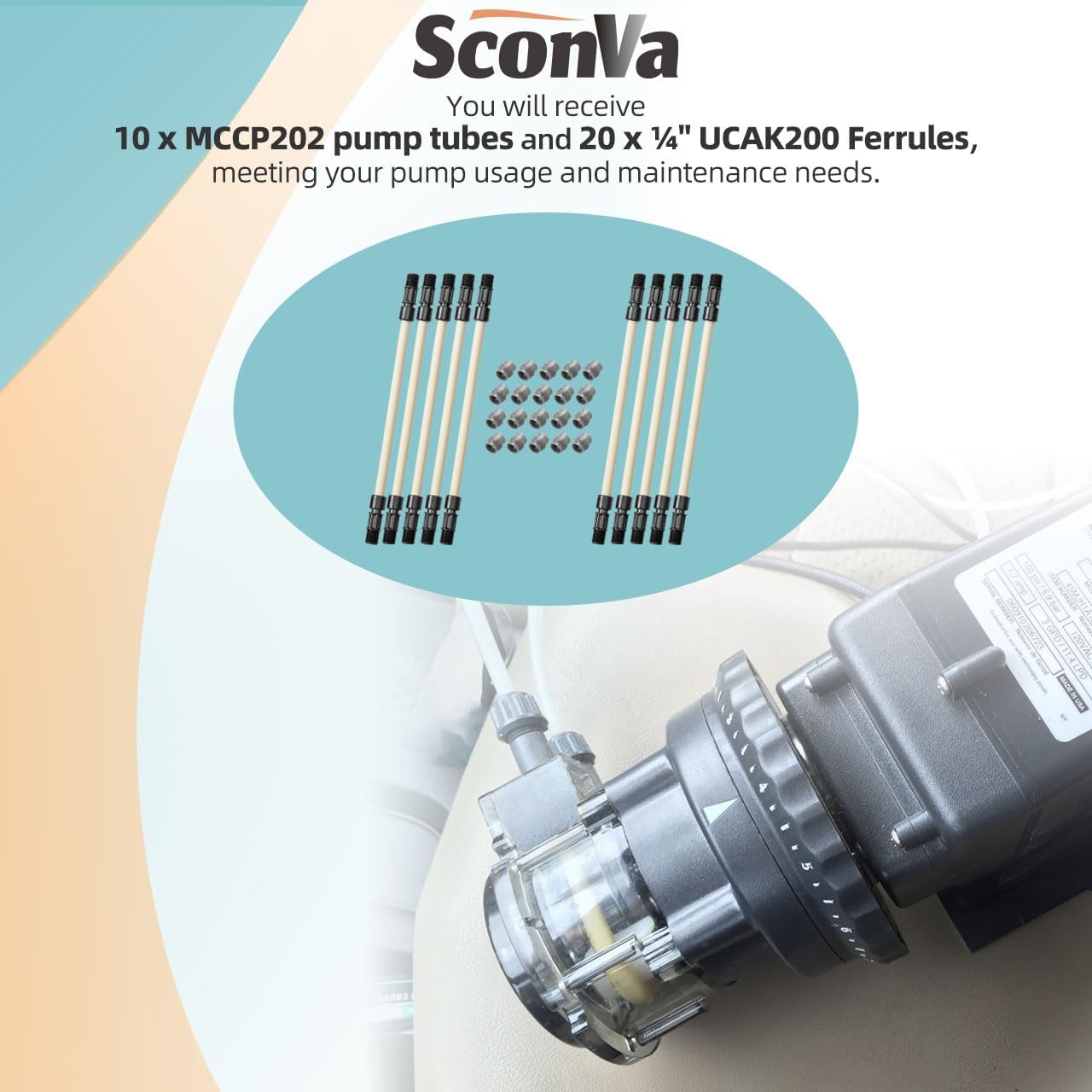MCCP202 Pump Tubes Replacement for Pump Tube #2, 0-100 Psi / 0-6.9 Bar, Works with Classic 45/85/100/170, S30, S34, S3P, S3V, Single Head, SVP & S Series Peristaltic Metering Pumps - 10 Pack