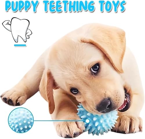 CAMITER 6 juguetes para cachorros, juguetes interactivos de dentición para el aburrimiento, juguetes interactivos suaves y duraderos para cachorros (azul) - imagen 3