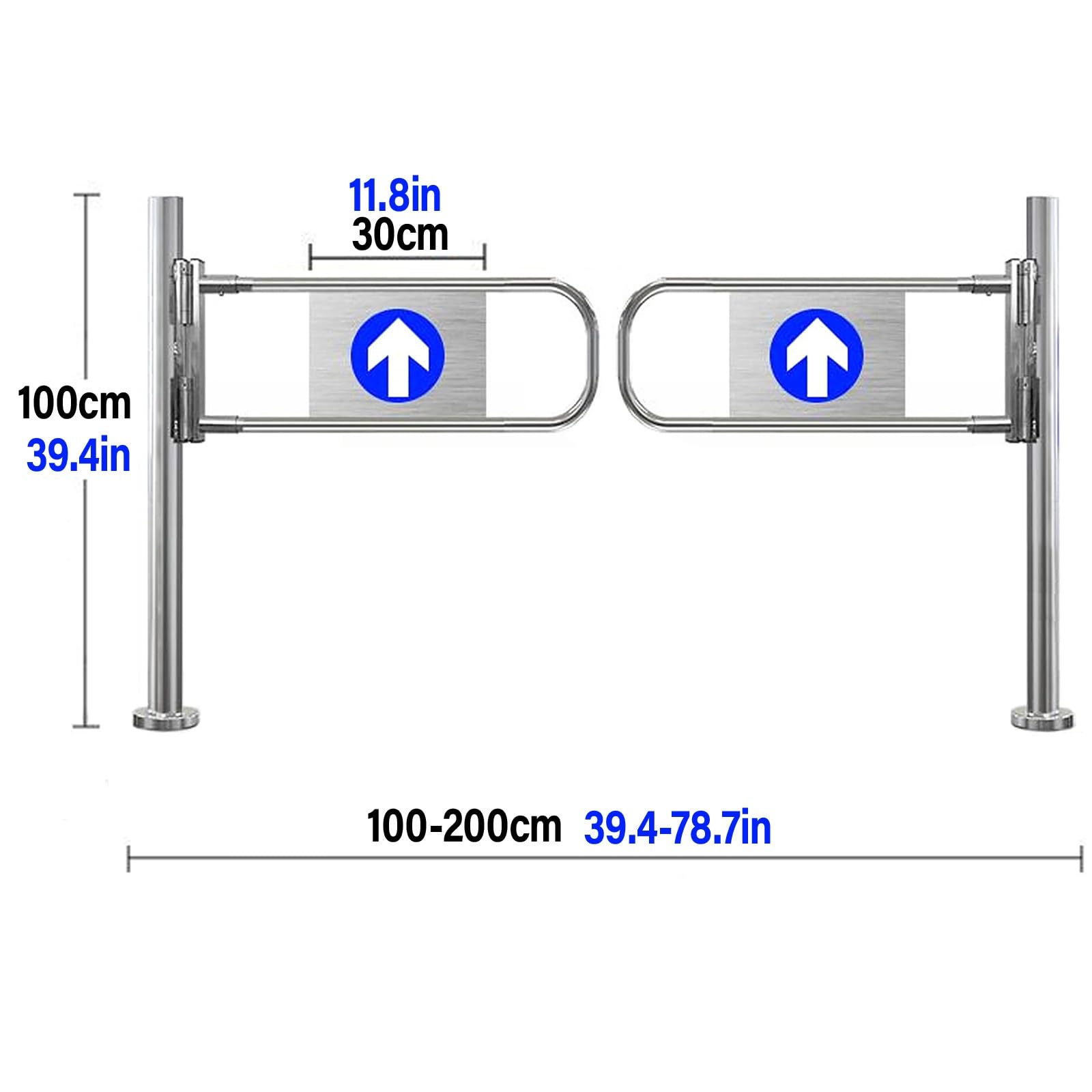 Portillon De Sécurité À Ressort,Porte À Automatique Bidirectionnelle | Fermeture Automatique,Contrôle D'accès Piéton Pour Bibliothèques,Magasins,Centres,Acier Inoxydable(110cm/43.3in)
