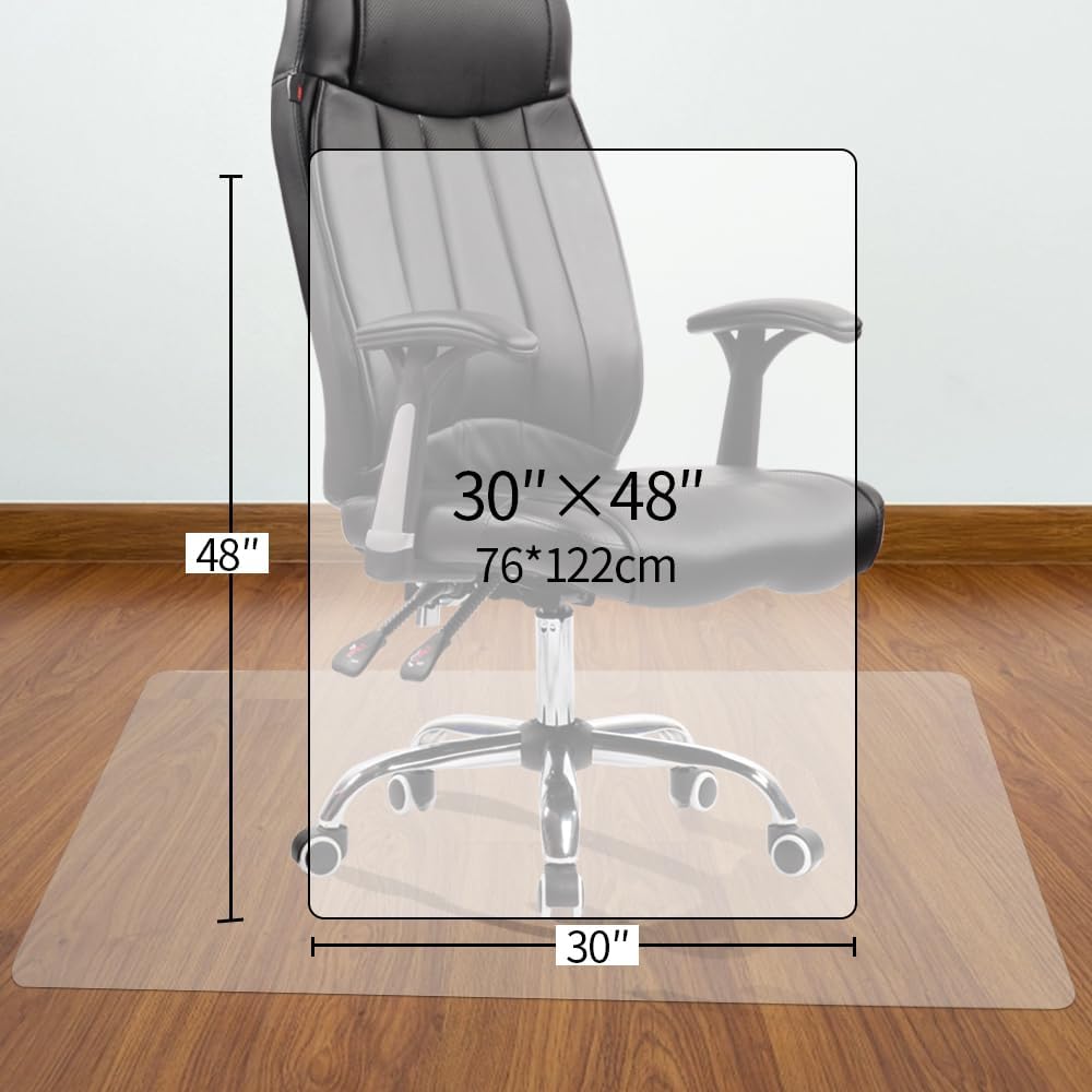 Clear Office Chair Mat for Hardwood, Gaming Chair Mats, Rectangular Chair Mat for Hard Floors, Desk Protection Mats, Non-Slip and Easy Cleaning (30" x 48")