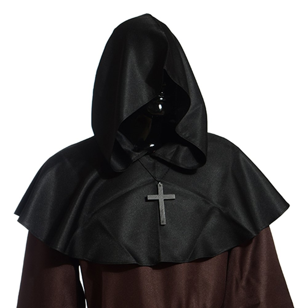 BLESSUME Średniowieczny kapelusz kapelusz krzyż naszyjnik Wicca pogański kaptur cosplay akcesoria