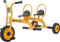WOGDKS Double Seat Kids Tricycle Ages 3-8 - Tandem Trike with Airless Tires, Non-Slip Pedals, Anti-Rollover Frame for Boys & Girls