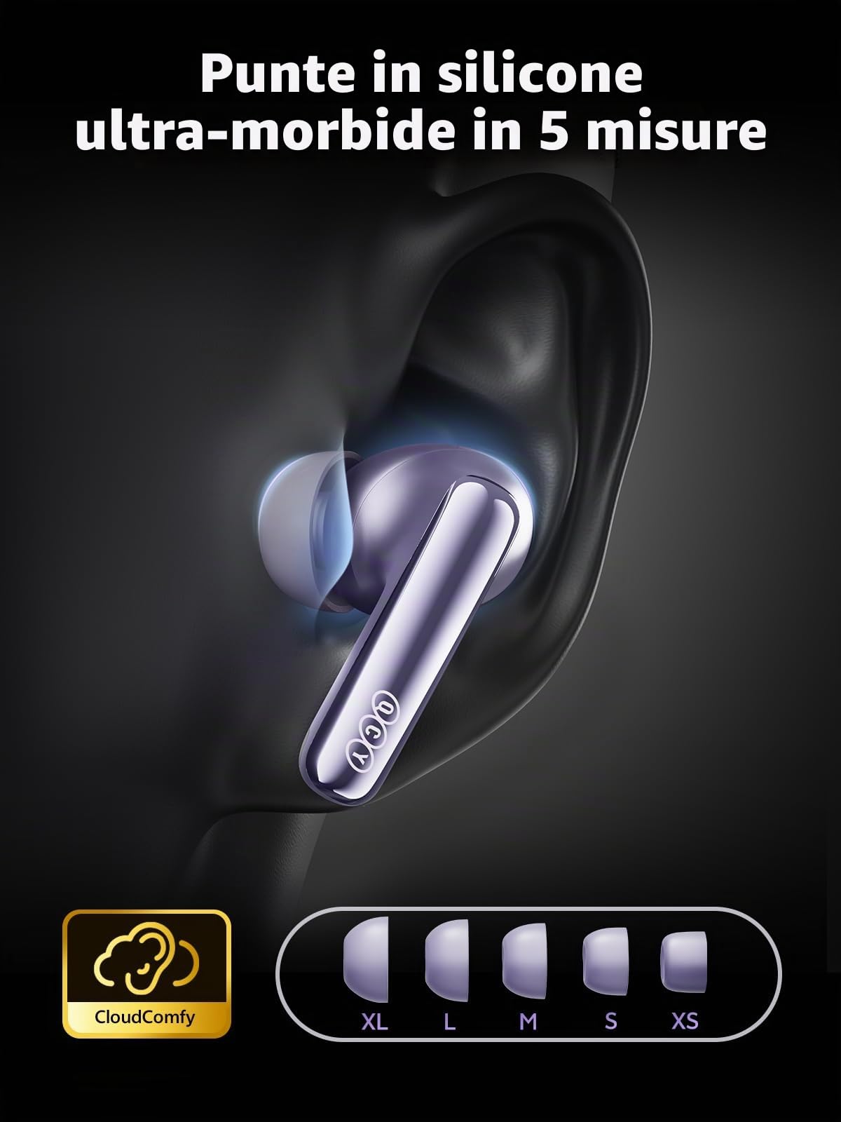 QCY MeloBuds N70 Auricolari Bluetooth Wireless,Cancellazione Attiva del Rumore Ibrida,56dB ANC Adattiva Cuffie Bluetooth 6.0 In-Ear,6 Mics,Chiamate nitide, LDAC Hi-Res Audio, 50 ore,Ricarica Wireless