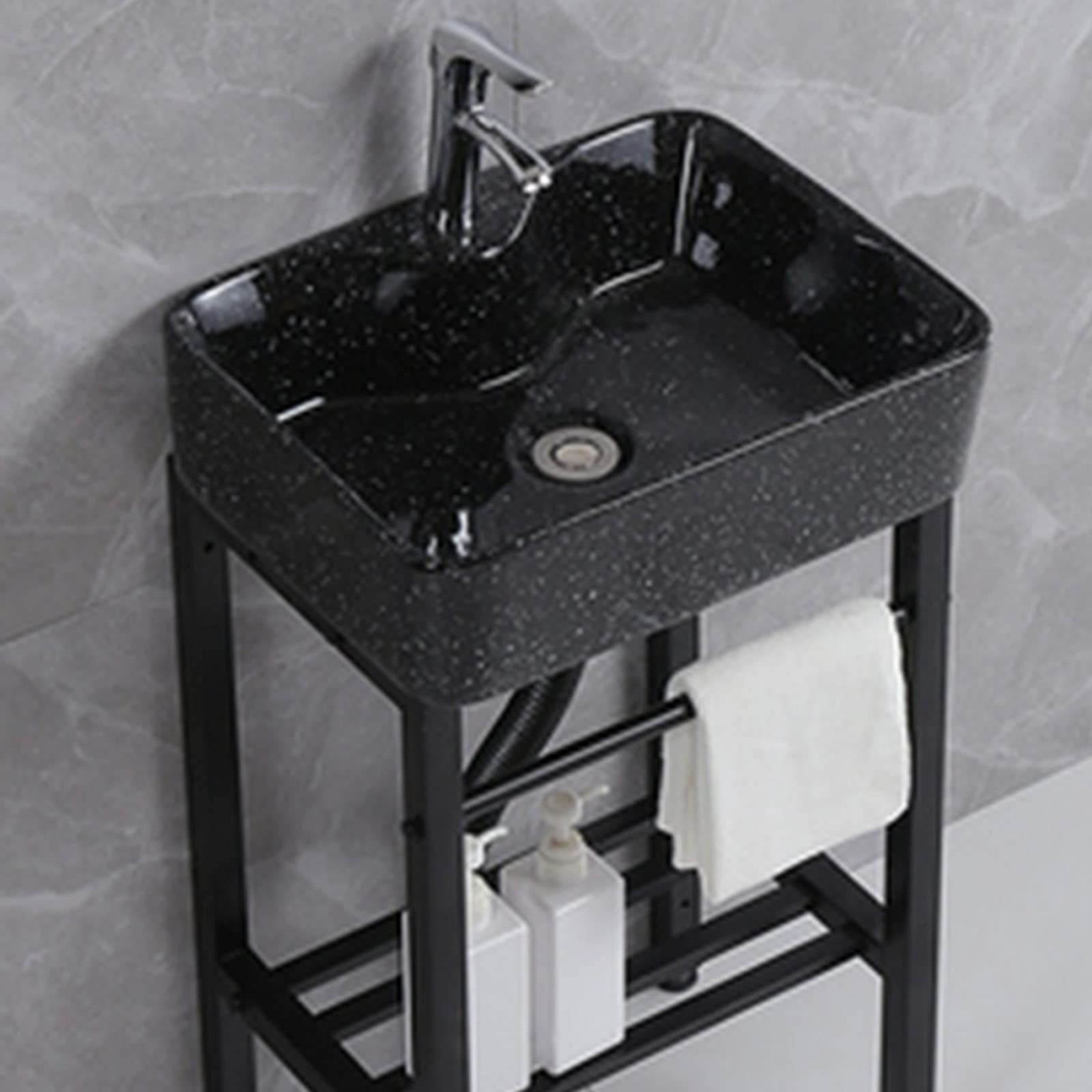 XBTGS Ceramic Utility Basin with Faucet, Commercial Sink, Stainless Steel Kitchen Basin, Single Bowl Compartment, Hygienic and Sturdy, L