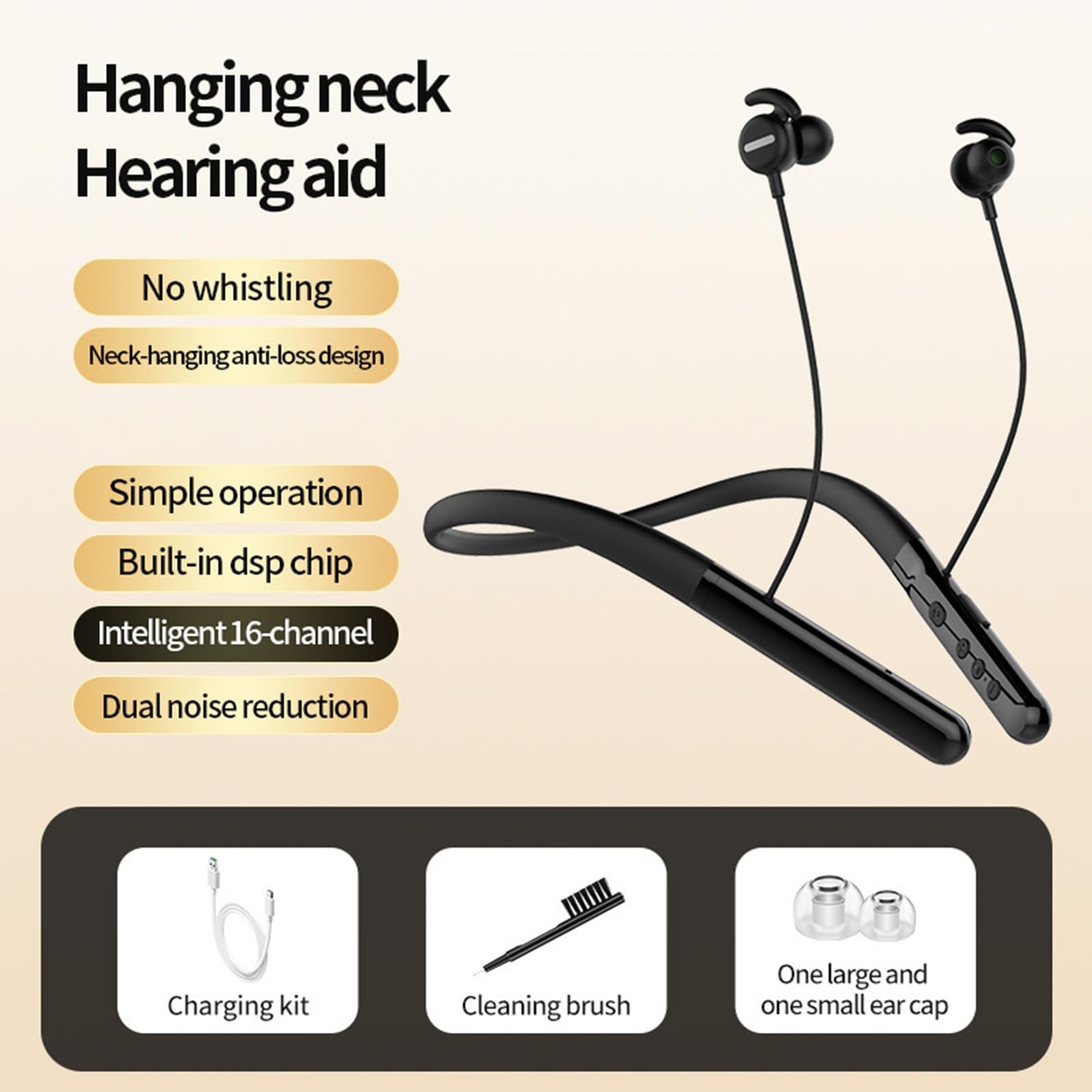 Tangxi Auricolari Bluetooth con Archetto da Collo, Auricolari Wireless Ricaricabili Ad Alto Volume con Cancellazione del Rumore per Guardare la TV Conversazioni Musica Sport Chiamate in (BLACK)