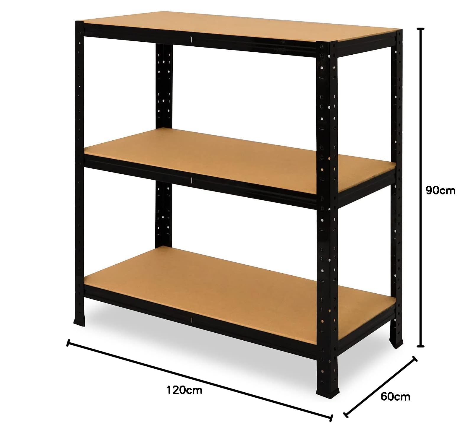 shelfplaza® 90x120x60cm Black Étagère Charge Lourde/Meuble Etagere Noir Metal avec 3 Niveaux/capacité Charge 175kg / Meuble Etagere Metal Noir comme étagère Rangement ou étagère Garage