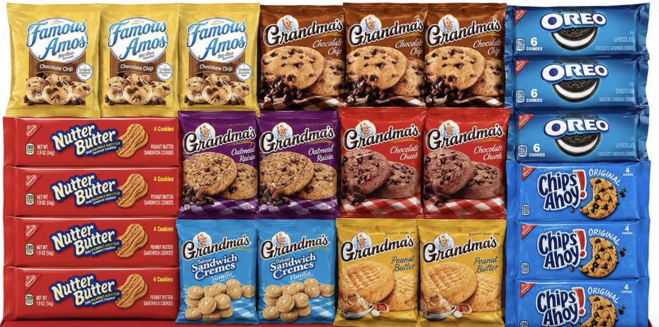 Bulk Assortment Cookies Individually Wrapped Variety Pack Sampler 24 count