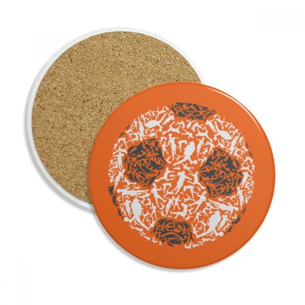 Coaster en céramique football multicolore absorbant pour tasse