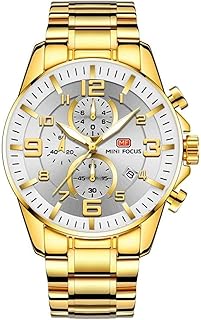 MINI FOCUS MF0278G Men's Quartz Watches Stainless Steel Strap Waterproof Chronograph Business Waterproof Wrist Watch