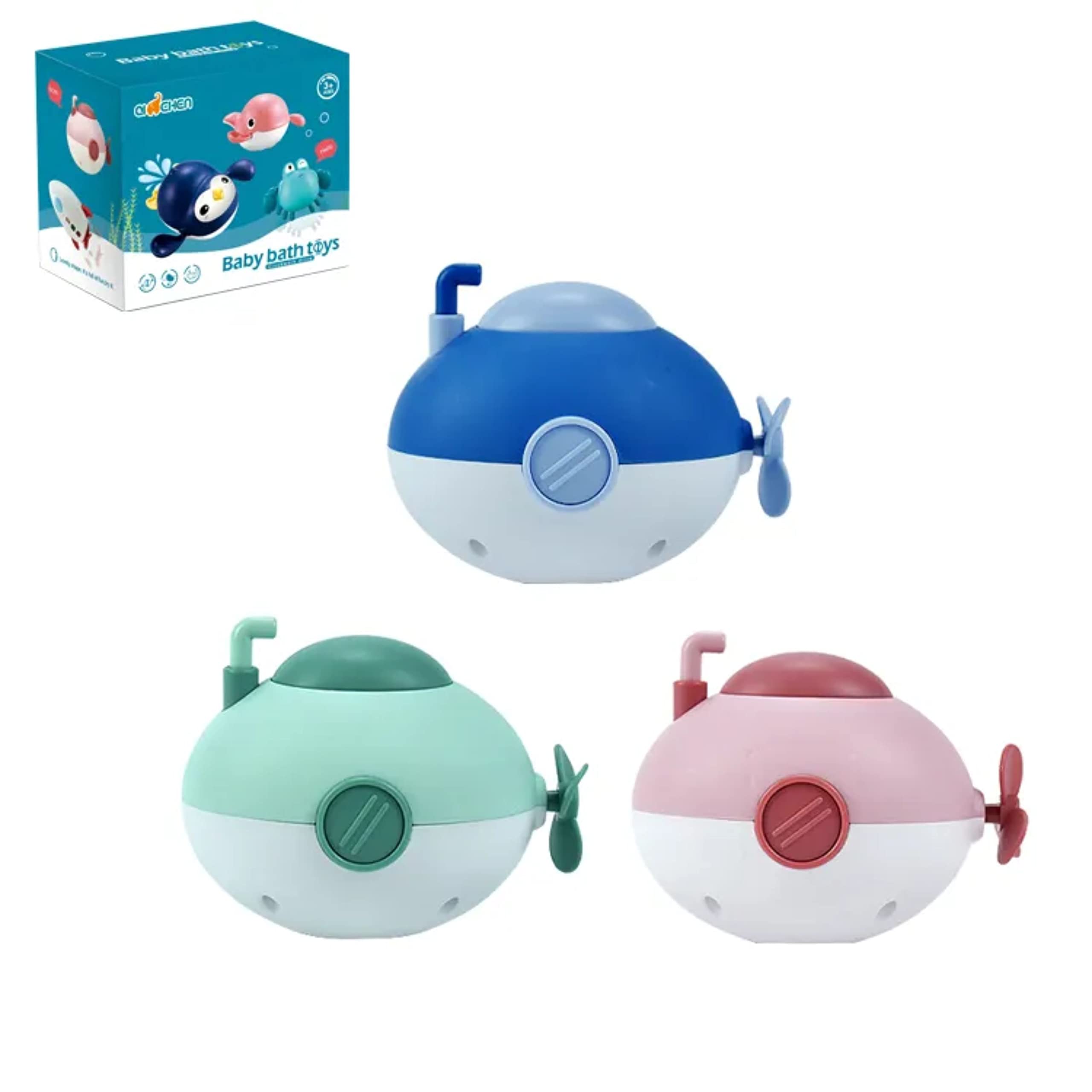 Minisubmarinos Juguete baño bebé - Juguetes bañera Bebes y niños 1 2 3 4 años, Juguetes para el Agua en bañera y Piscina - Divertido Juguete de Cuerda, Fabricado con plástico ABS y Libre de BPA.