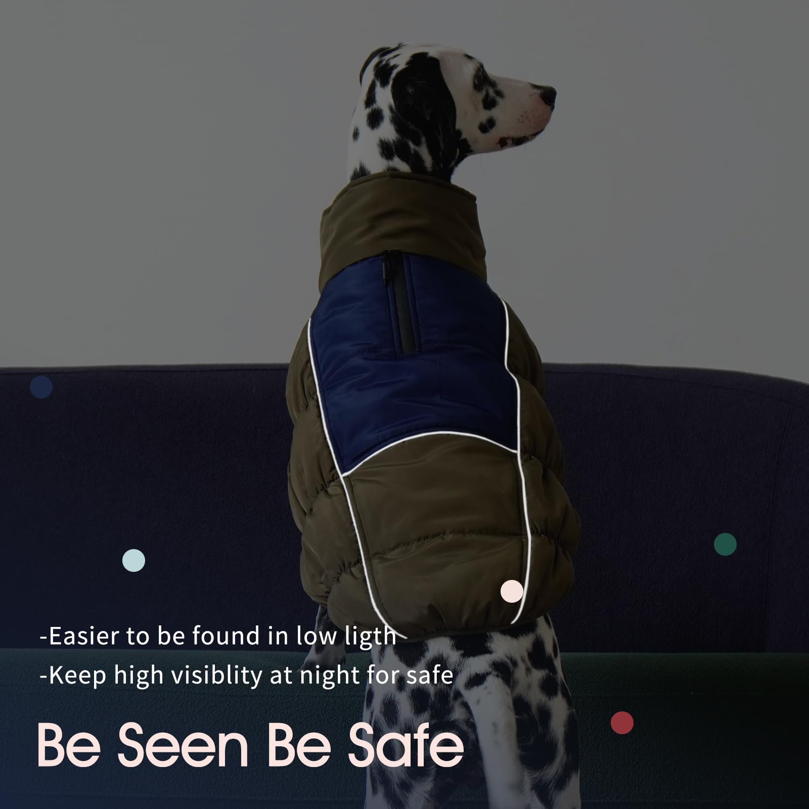 IECOii Manteau de neige imperméable XXL avec doublure en polaire, col roulé réfléchissant, fermeture éclair pour grands chiens