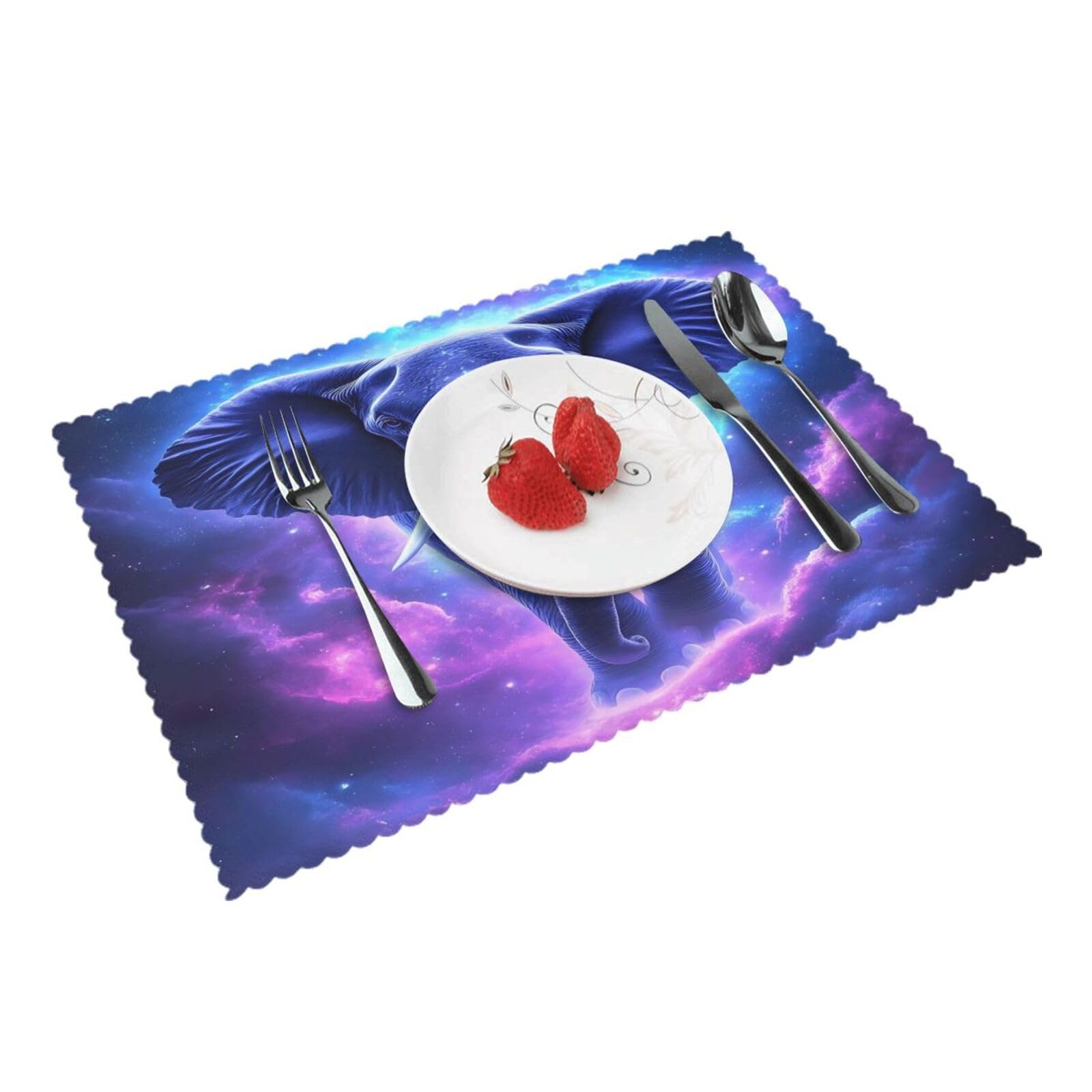 Cosmic Elephant Galaxy Placemats Set of 4 Print Table Mats Place Mats Table Decor for Kitchen Dining 12X18 in