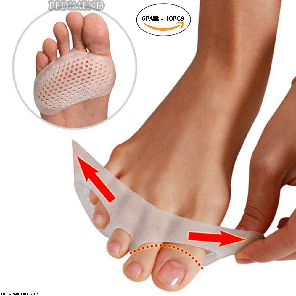 PEDIMEND Metatarsal Pads | Ball of Foot Cushion Forefoot Pads | Morton's Neuroma Pads | Prevent Blisters & Calluses | Foot Care | for Men and Women(5PAIR - 10PCS)