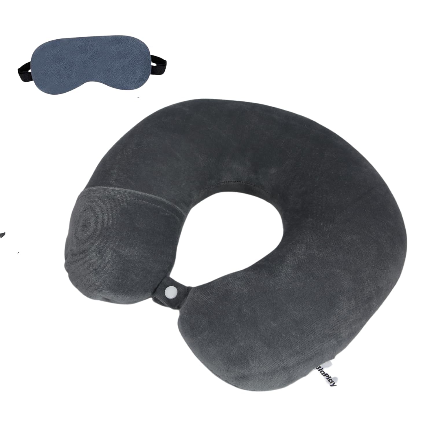 Premium Grey Neck Pillow and Eye Mask Combo for Airplane Travel - Comfortable Velvet Sleeping Eye Mask Included Earphone Case-image-20