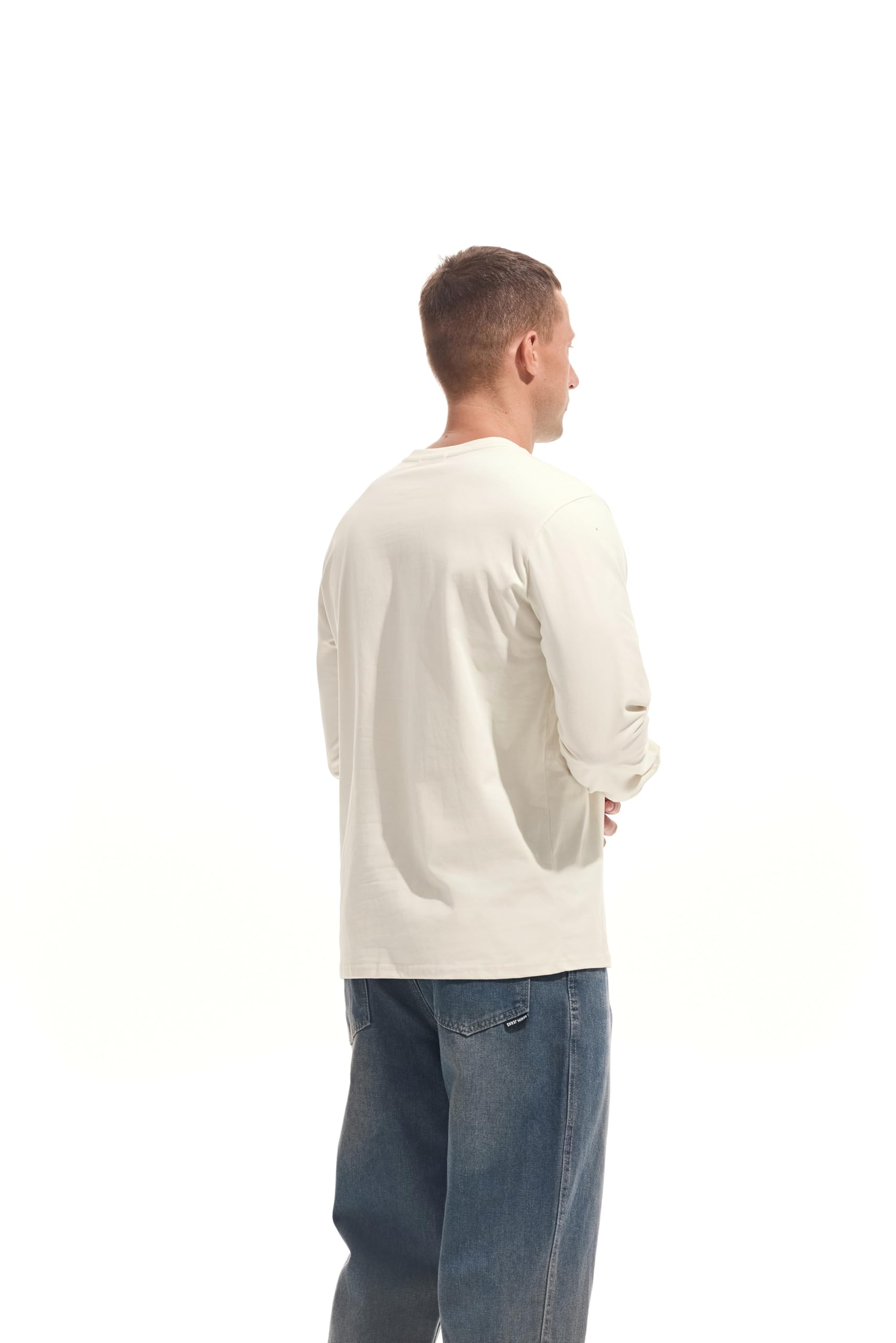 VEIISAR T-shirt da uomo pesante girocollo da uomo in cotone di alta qualità, pre-ristretta, S-3XL