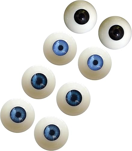 Ojos acrílicos realistas, 4 pares de ojos huecos de plástico de 4 colores, 1.18 pulgadas de diámetro, color beige medio redondo, ojos falsos para