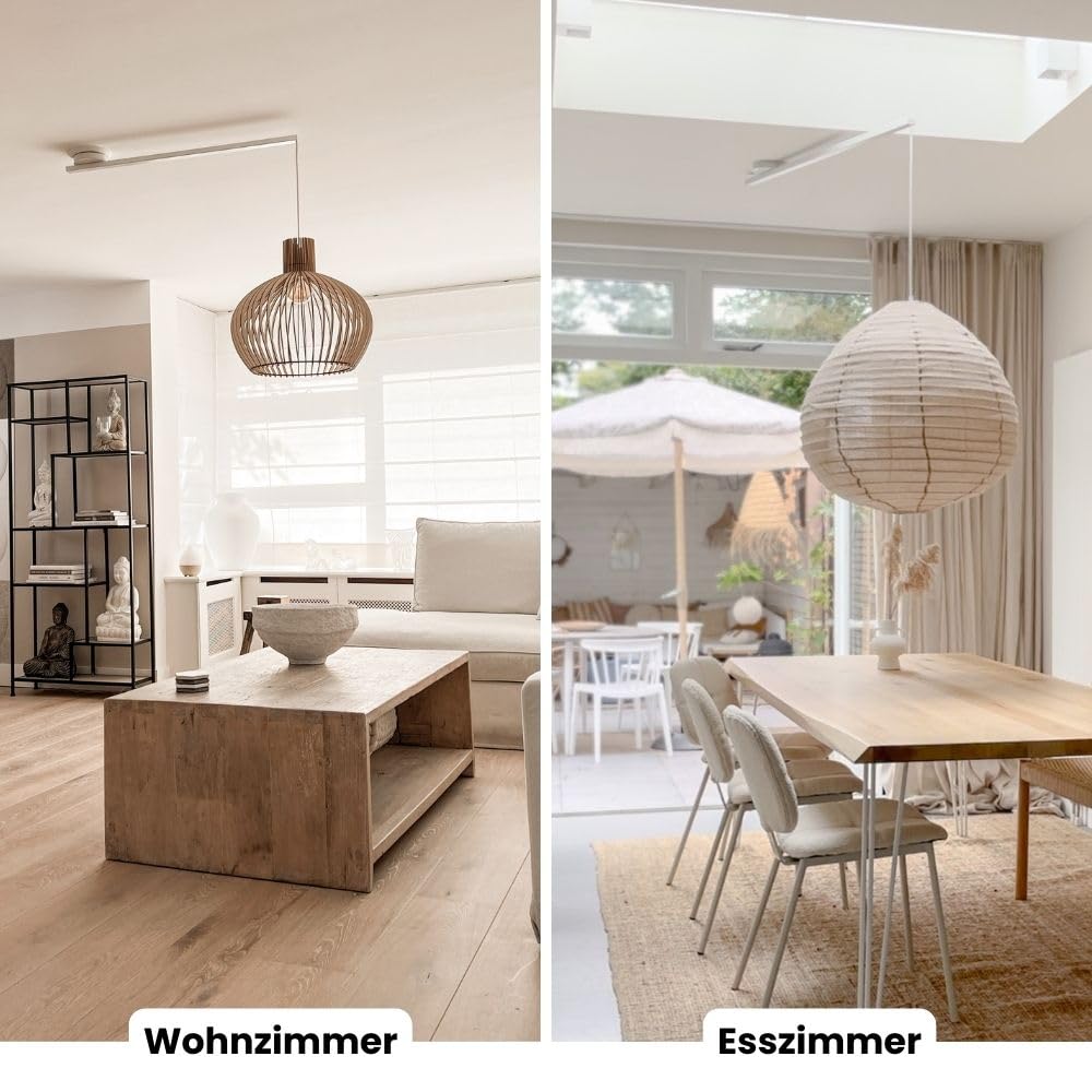 Lightswing® Single Aufhängesystem für eine Hängelampe - Matt Weiss - 90 cm - Beweg deine Hängeleuchte Mühelos - Einfache Installation - Hängelampe Esstisch - Pendellampe Verstellbar - Hängeleuchte