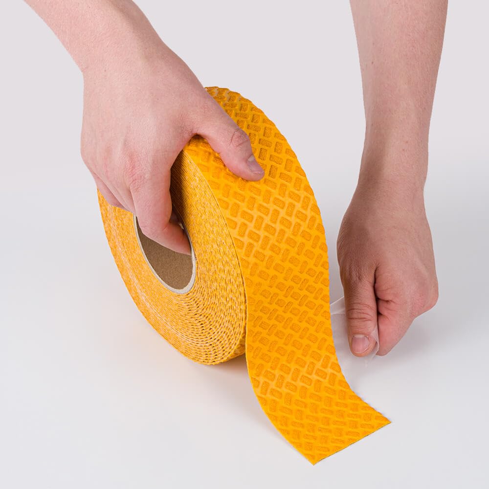 Taktiles Bodenmarkierungsband, Blindenleitsystem, gelb, 7,5 cm, 12,5 m/Rolle aus Kunststoff, Art.-Nr. 610001 | Bodenmarkierungsband | Fahrbahnmarkierungsband | Warnmarkierungsband