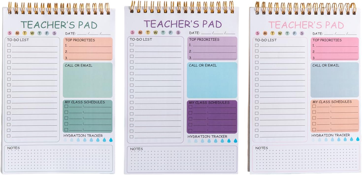 Healvian 3pcs Portable Daily Planner Notebook Set, Undated Weekly and Monthly Agenda Planner Notepad for Personal Goal Planning and Work Schedule Organization
