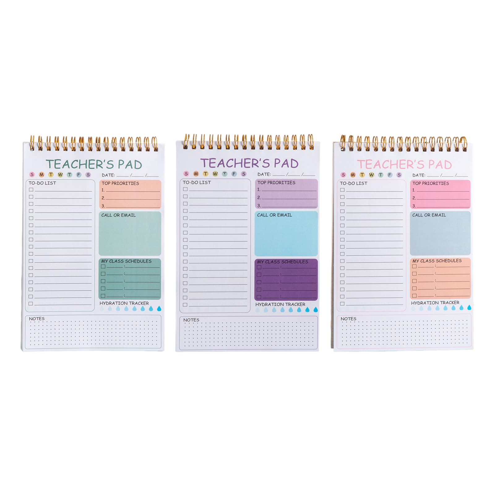 Healvian 3pcs Portable Daily Planner Notebook Set, Undated Weekly and Monthly Agenda Planner Notepad for Personal Goal Planning and Work Schedule Organization