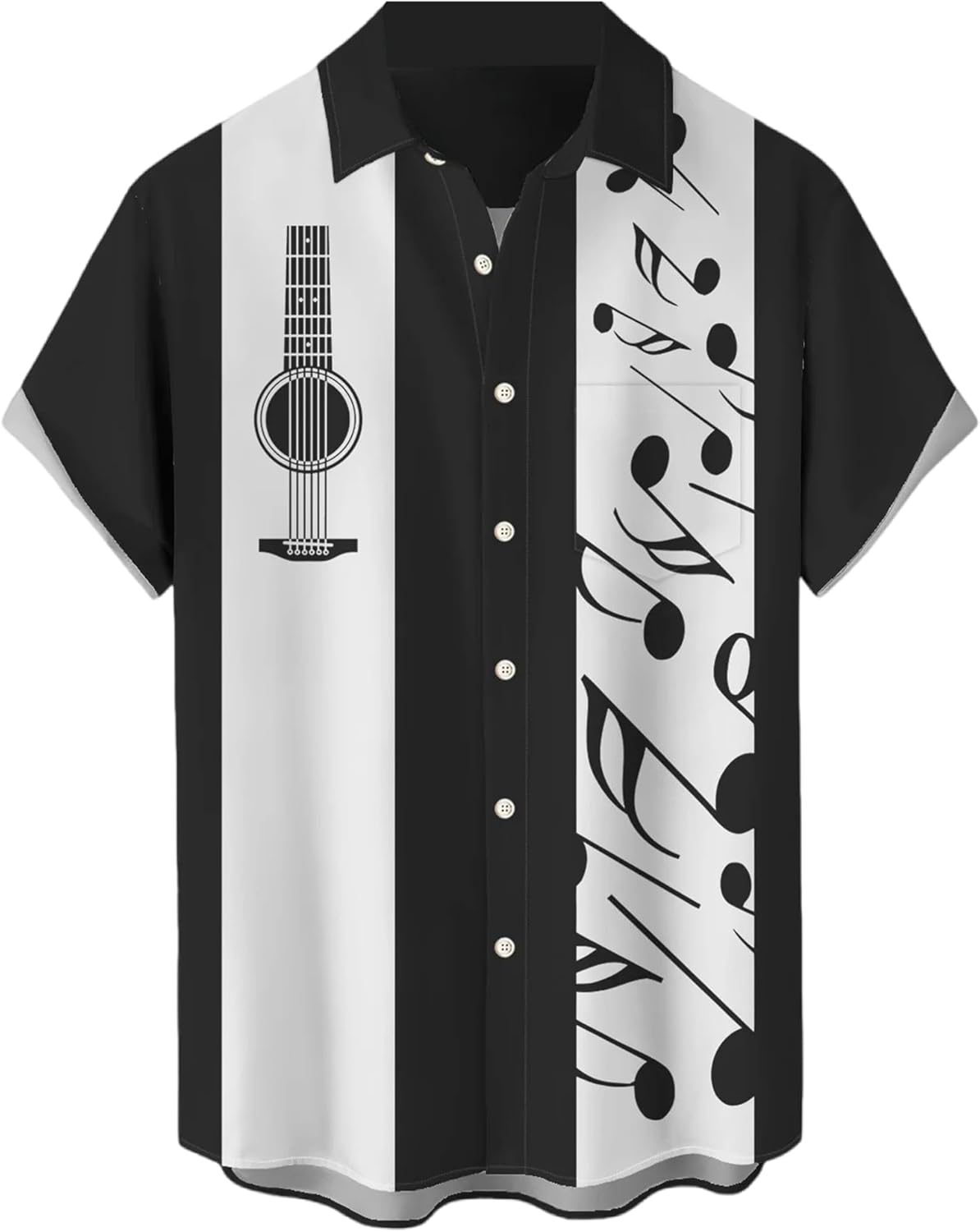 Music Shirts for Men Hawaiian Bowling Vintage Print Short Sleeve Casual Button Down Beach Big Tall Shirt