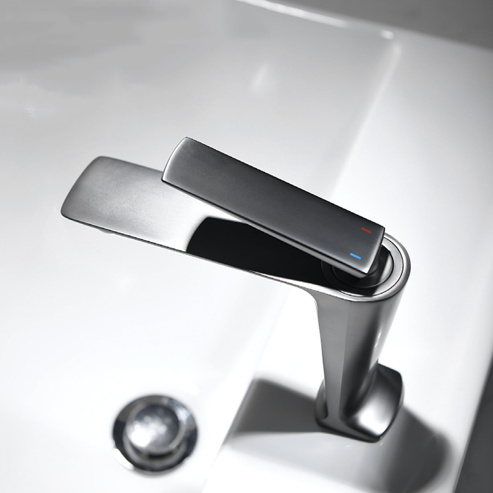 Grifos para Lavabo De Baño, Color Gris, Mezclador De Agua Fría Y Caliente De 1 Orificio, Grifo De Baño G1/2.