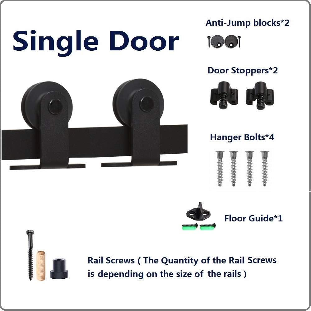 Nеw Arrіvаlѕ CCJH 4FT Sliding Barn Door Hardware Kit, Heavy Duty, Smoothly and Silently, Easy to Install, Fit 24 Width Single Door Panel, T-Shaped Style Black