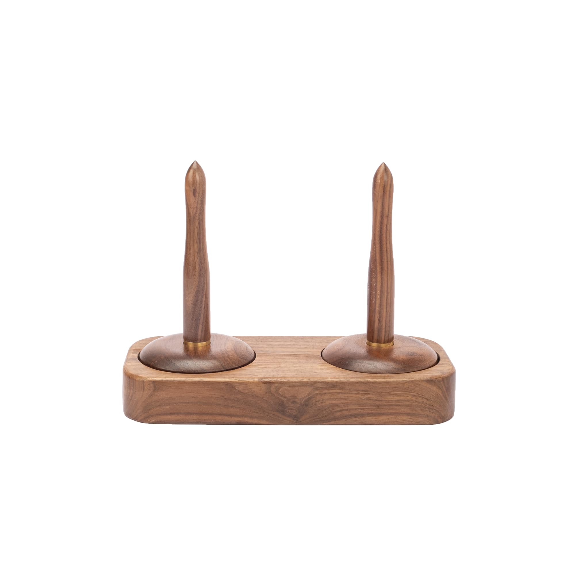 Double Black Walnut Wood Yarn Holder Advanced Metal Twirling Mechanism Lazy Susan Big Stand Ball Spindle Sewing Crocheting Tool Wool Cord Organizer Ribbon Storage Knitting Crochet Accessory