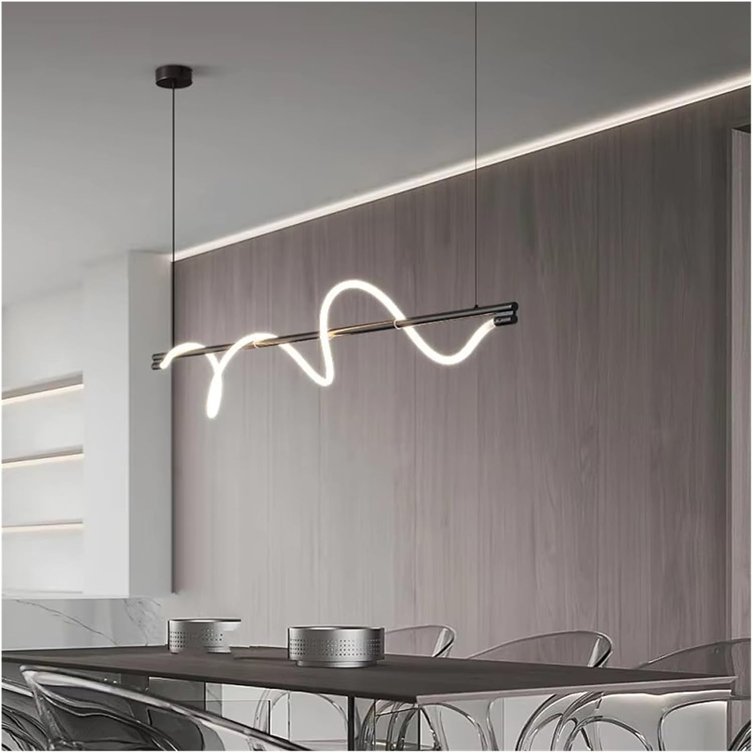 Modern Black Copper LED Long Chlier Lamp for Dining Room, Living Room, Kitchen, and Office - Ele Sconce Lighting Fixture
