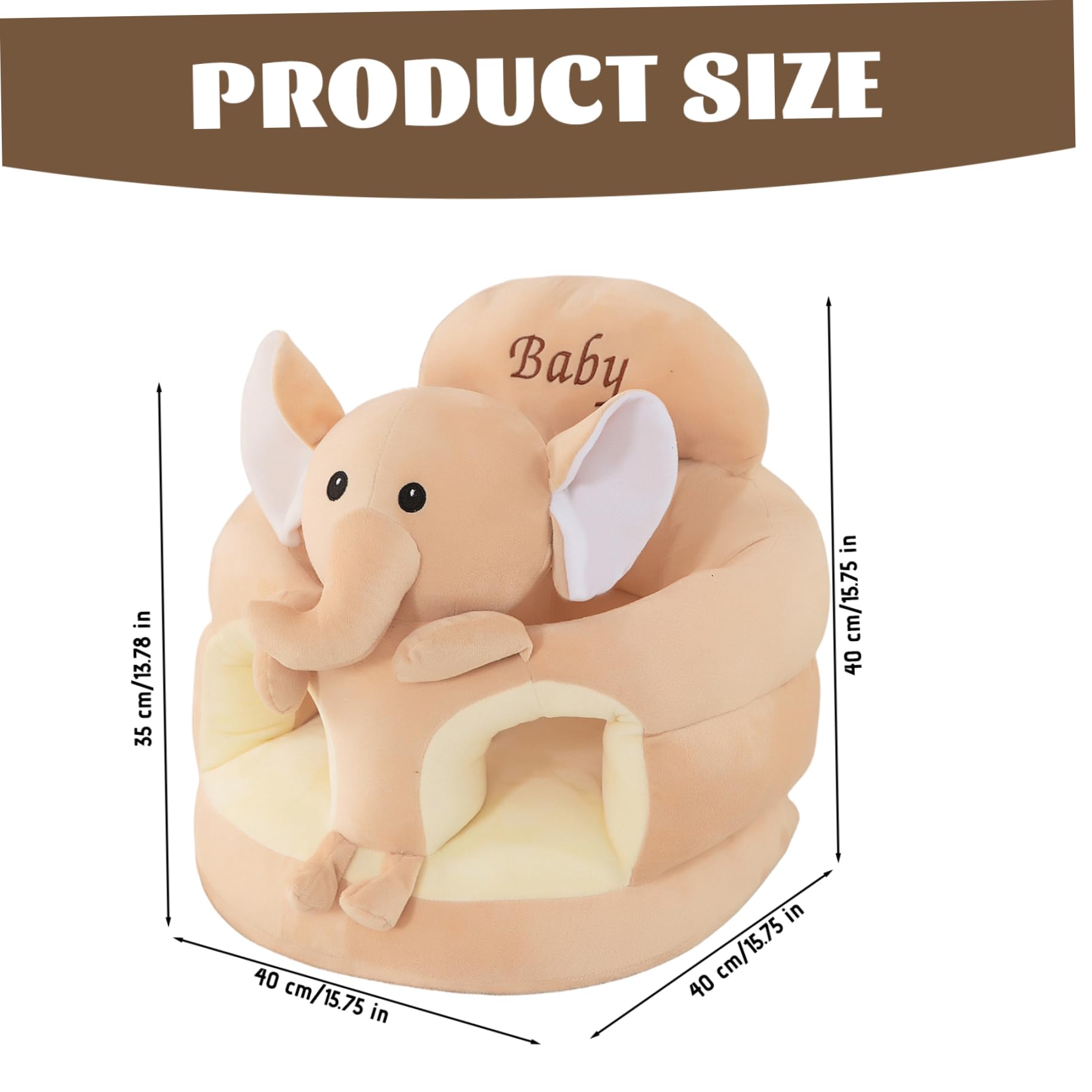 Babysitz 45 cm (17, 7 Zoll) niedlicher Elefanten-Sitz zum Sitzenlernen mit verdickter Stützplatte weich und elastisch für Kleinkinder