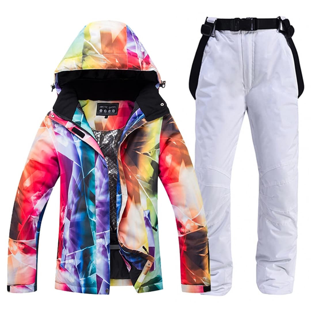 Alloaone Conjuntos Ropa Nieve Para Mujer Ropa Snowboard Traje Invierno Impermeable Chaquetas Esquí Y Pantalones Con Correa