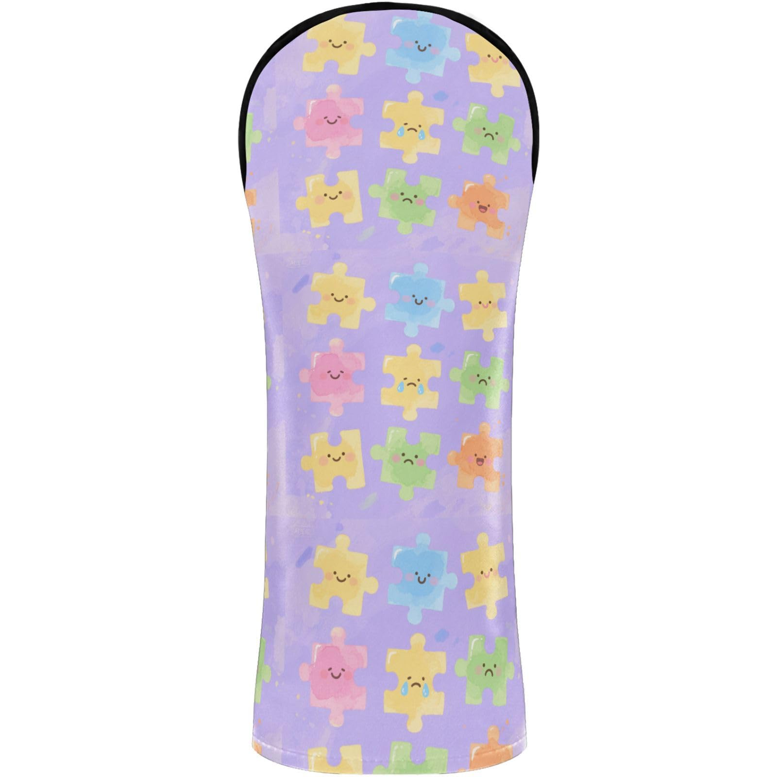 Golf Club Head Cover Headcover with Interchangeable No. Tags for Woods and Driver Fairway Hybrid Pastel Puzzle Piecing