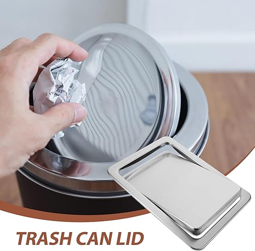 Miniatura 7 de Zerodeko Tapa de canal de basura, tapa de repuesto de acero inoxidable, tapa de basura, cubierta para botes de basura, arandelas, cubierta cuadrada