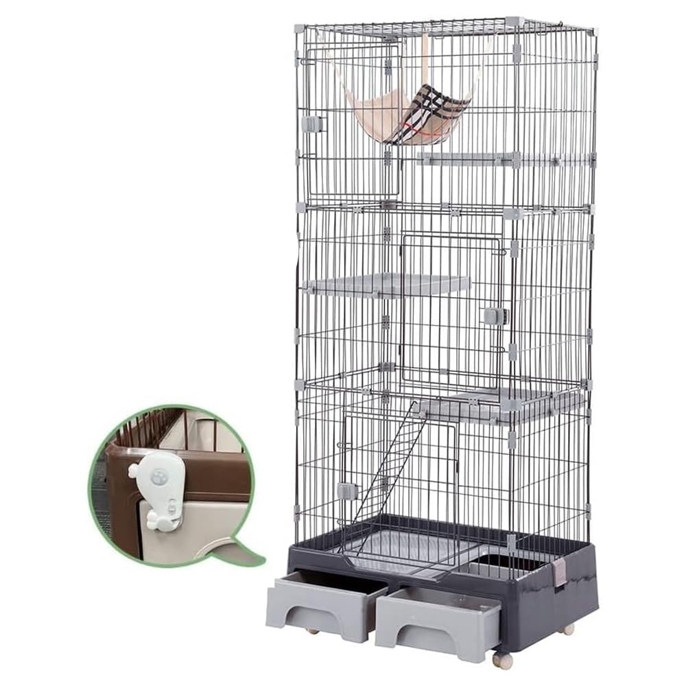 Amazon.co.jp: MEGANEKO 猫ケージ 3段 猫 ケージ トイレ付き キャット