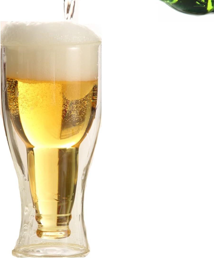 Eleton Midtown Double-Wall Cooler/Beer Glasses, Set of 2,Beer Glass Pilsners Beer Sampler Beer Tasters,Glass Beer Cup,12 OZ