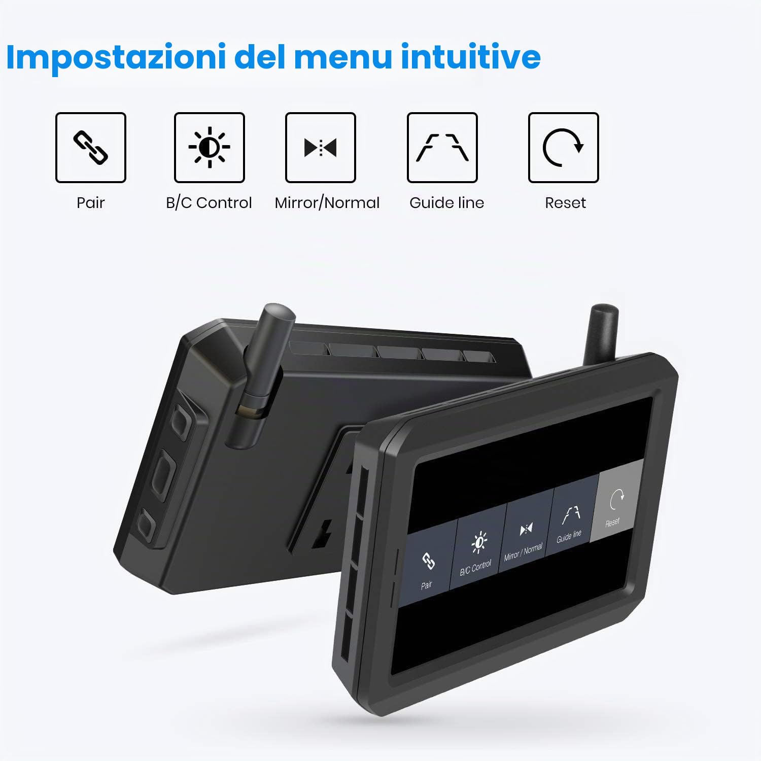 AUTO-VOX W7 Telecamera Retromarcia per Auto con Monitor LCD da 5 '', Assistenza al Parcheggio Senza Fili, Telecamera di Backup, Impermeabile IP68, Visione Notturna Eccellente