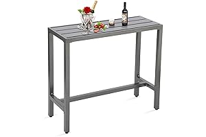 40-inch Rectangle Outdoor Counter Side Table in Gray