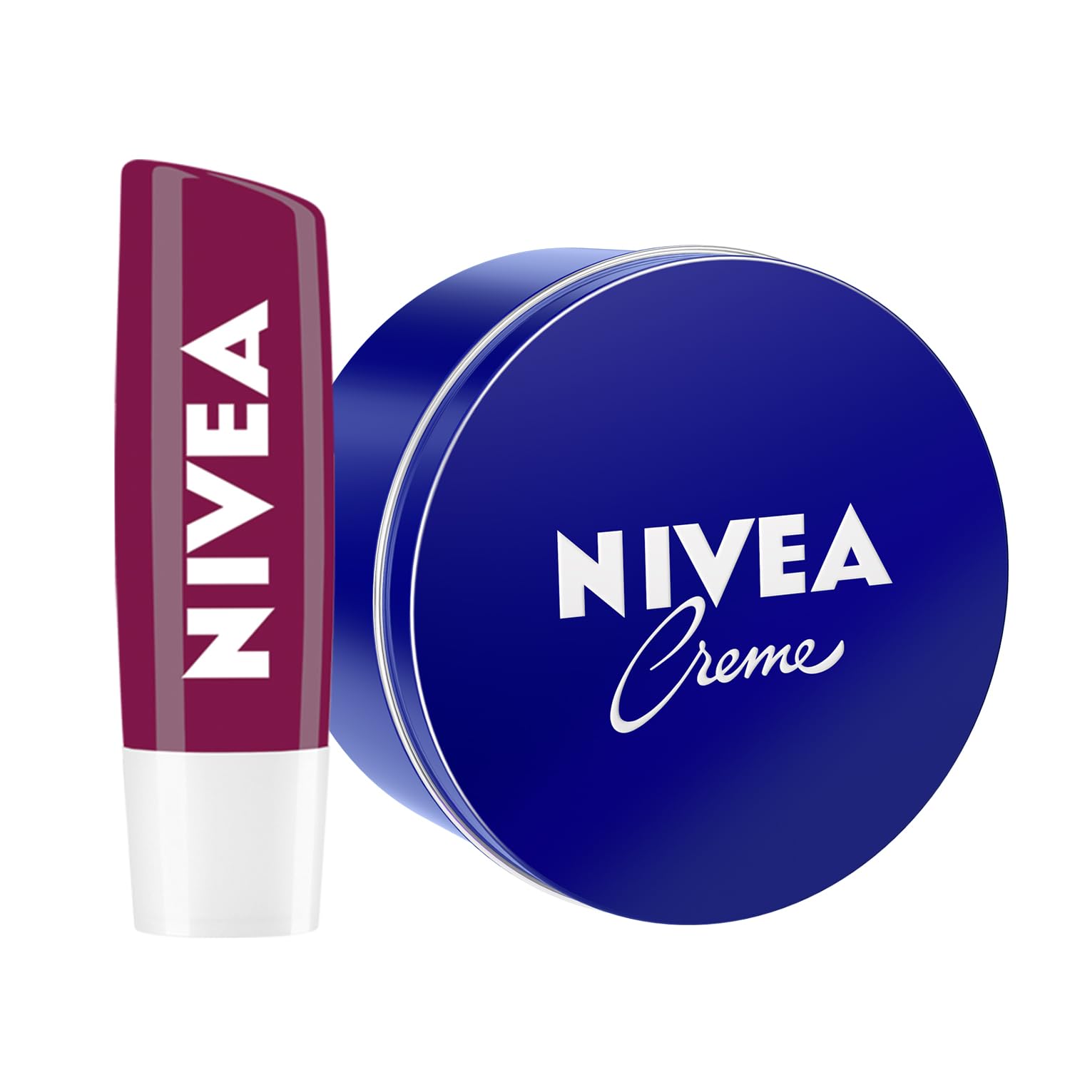 NIVEA Böğürtlen Dudak Bakım Kremi 4.8 gr, 24 Saat Nemlendirme,Böğürtlen Kokusu,Işıltılı Renk,Mineral Yağı İçermez + NIVEA Creme Nemlendirici Bakım Kremi 250 ml